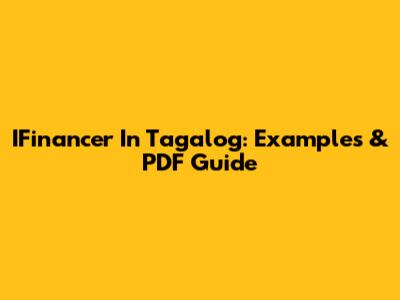 IFinancer In Tagalog: Examples & PDF Guide
