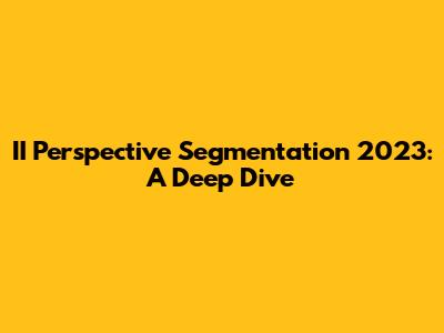 II Perspective Segmentation 2023: A Deep Dive