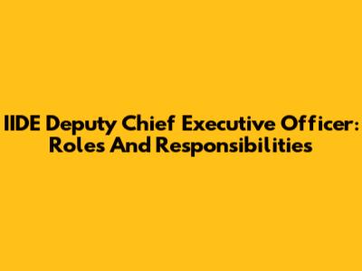 IIDE Deputy Chief Executive Officer: Roles And Responsibilities