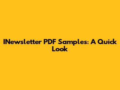 INewsletter PDF Samples: A Quick Look