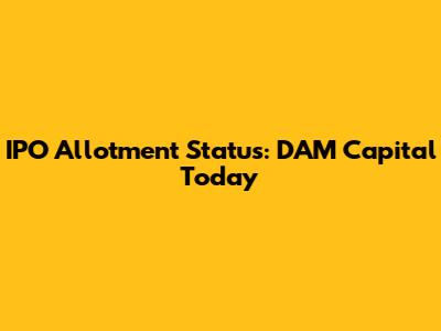 IPO Allotment Status: DAM Capital Today