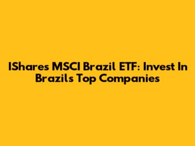 IShares MSCI Brazil ETF: Invest In Brazil's Top Companies
