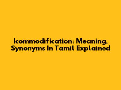Icommodification: Meaning, Synonyms In Tamil Explained