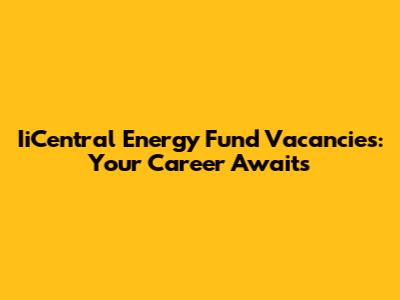 IiCentral Energy Fund Vacancies: Your Career Awaits