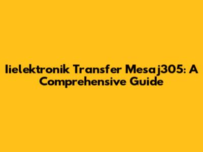 Iielektronik Transfer Mesaj305: A Comprehensive Guide