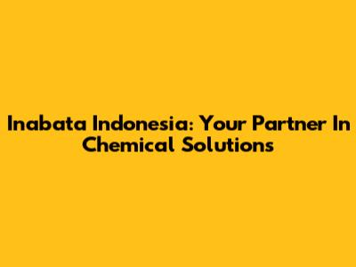 Inabata Indonesia: Your Partner In Chemical Solutions
