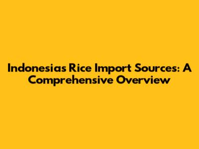 Indonesia's Rice Import Sources: A Comprehensive Overview