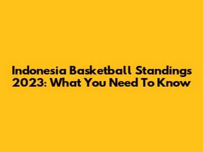 Indonesia Basketball Standings 2023: What You Need To Know