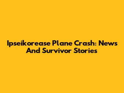 Ipseikorease Plane Crash: News And Survivor Stories