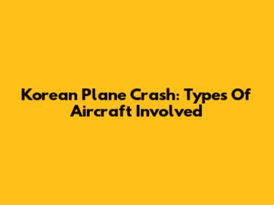 Korean Plane Crash: Types Of Aircraft Involved