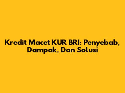 Kredit Macet KUR BRI: Penyebab, Dampak, Dan Solusi