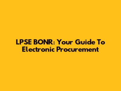 LPSE BONR: Your Guide To Electronic Procurement