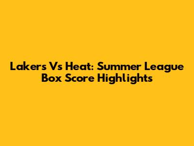 Lakers Vs Heat: Summer League Box Score Highlights