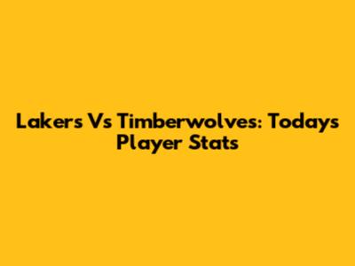 Lakers Vs Timberwolves: Today's Player Stats