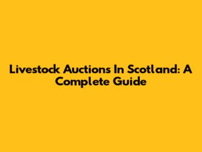 Livestock Auctions In Scotland: A Complete Guide