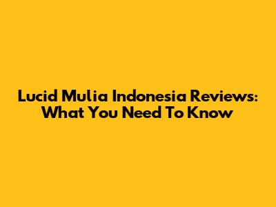 Lucid Mulia Indonesia Reviews: What You Need To Know