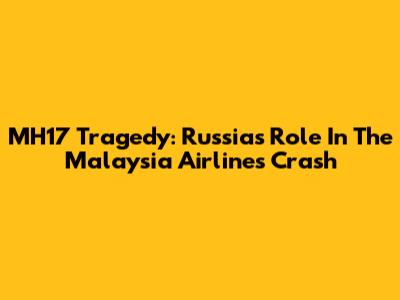 MH17 Tragedy: Russia's Role In The Malaysia Airlines Crash