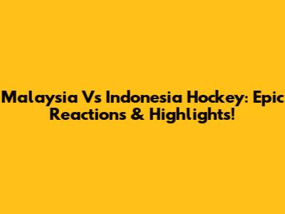 Malaysia Vs Indonesia Hockey: Epic Reactions & Highlights!