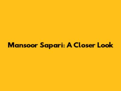 Mansoor Sapari: A Closer Look