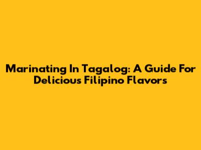 Marinating In Tagalog: A Guide For Delicious Filipino Flavors