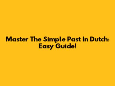 Master The Simple Past In Dutch: Easy Guide!