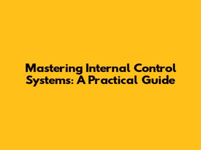 Mastering Internal Control Systems: A Practical Guide