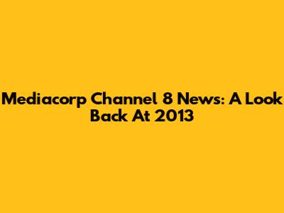 Mediacorp Channel 8 News: A Look Back At 2013