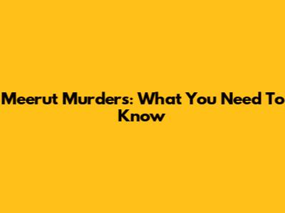 Meerut Murders: What You Need To Know