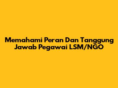 Memahami Peran Dan Tanggung Jawab Pegawai LSM/NGO