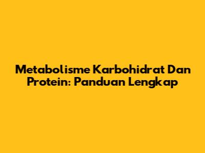 Metabolisme Karbohidrat Dan Protein: Panduan Lengkap