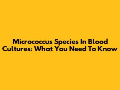 Micrococcus Species In Blood Cultures: What You Need To Know