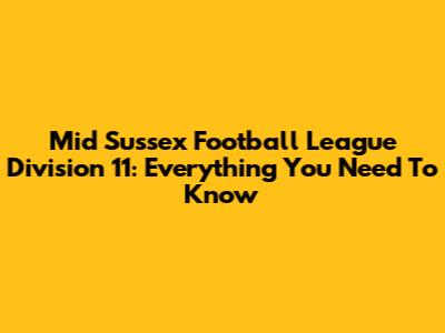 Mid Sussex Football League Division 11: Everything You Need To Know