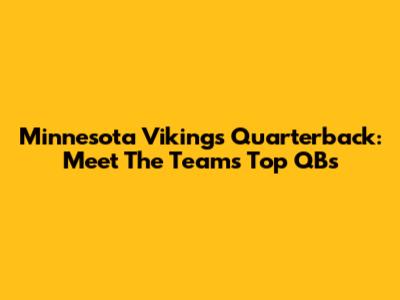 Minnesota Vikings Quarterback: Meet The Team's Top QBs