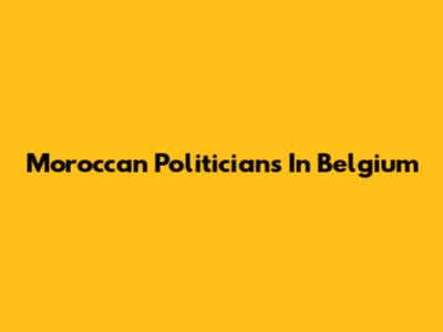 Moroccan Politicians In Belgium