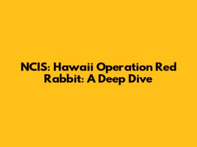 NCIS: Hawai'i Operation Red Rabbit: A Deep Dive