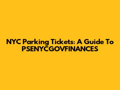 NYC Parking Tickets: A Guide To PSENYCGOVFINANCES