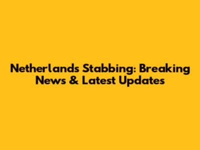Netherlands Stabbing: Breaking News & Latest Updates