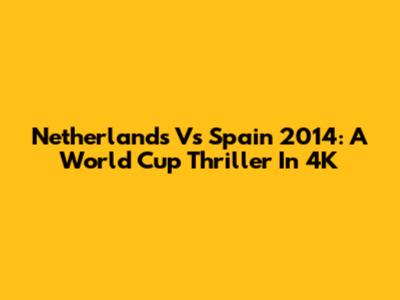 Netherlands Vs Spain 2014: A World Cup Thriller In 4K