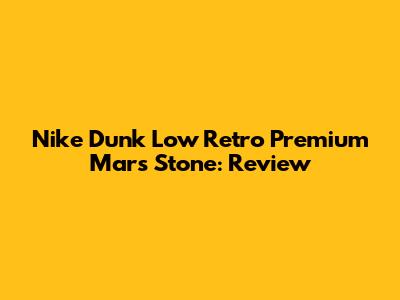 Nike Dunk Low Retro Premium Mars Stone: Review