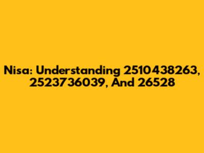 Nisa: Understanding 2510438263, 2523736039, And 26528