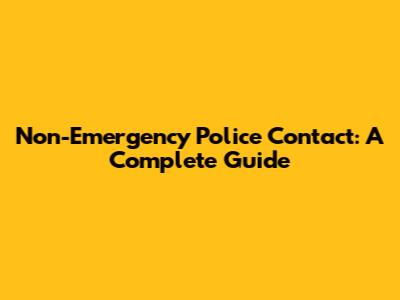 Non-Emergency Police Contact: A Complete Guide