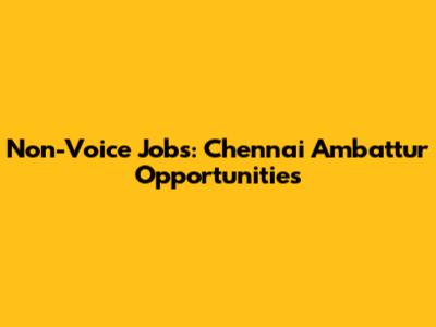Non-Voice Jobs: Chennai Ambattur Opportunities