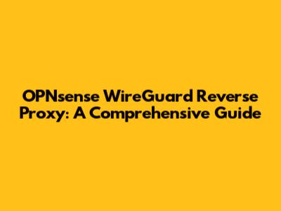 OPNsense WireGuard Reverse Proxy: A Comprehensive Guide
