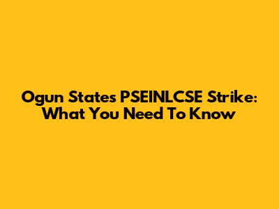 Ogun State's PSEINLCSE Strike: What You Need To Know