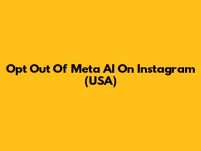 Opt Out Of Meta AI On Instagram (USA)