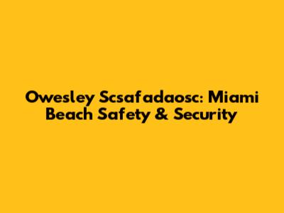 Owesley Scsafadaosc: Miami Beach Safety & Security