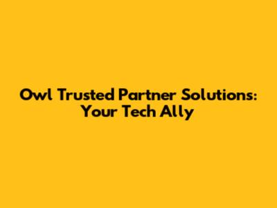 Owl Trusted Partner Solutions: Your Tech Ally