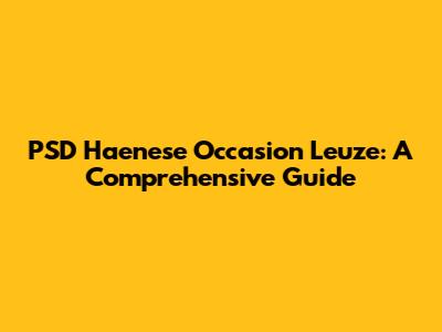 PSD Haenese Occasion Leuze: A Comprehensive Guide
