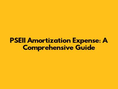 PSEII Amortization Expense: A Comprehensive Guide