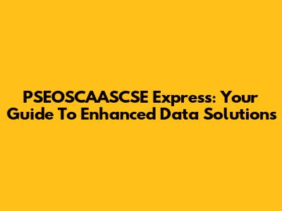 PSEOSCAASCSE Express: Your Guide To Enhanced Data Solutions